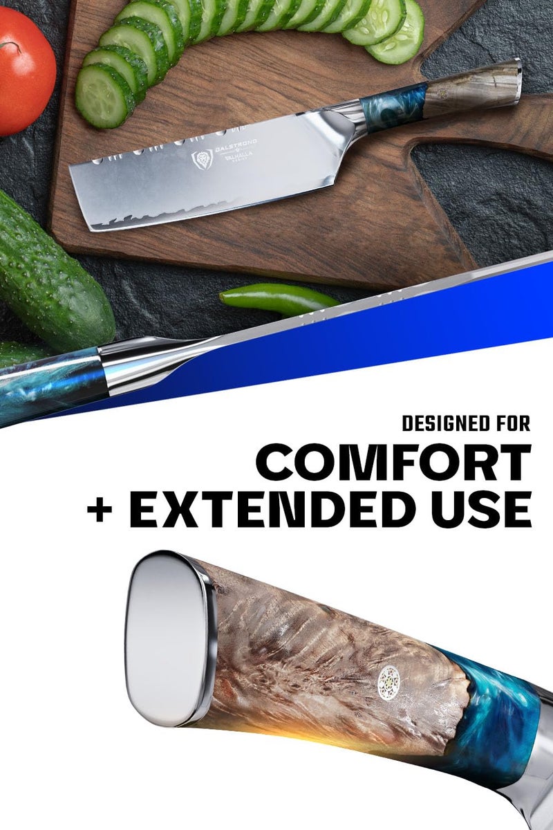 Dalstrong Nakiri Knife - 7 inch - Valhalla Series - 9CR18MOV High Carbon Steel - Vegetable Kitchen Knife - Celestial Resin & Wood Handle - Razor Sharp Asian Knife Gift- w/Sheath - Image 5